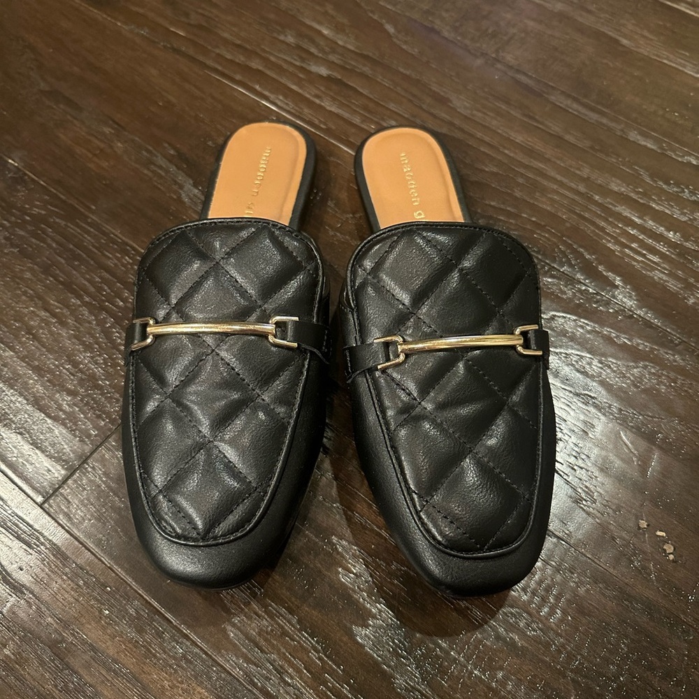 Madden Girl Black Quilted Slip-On Loafers